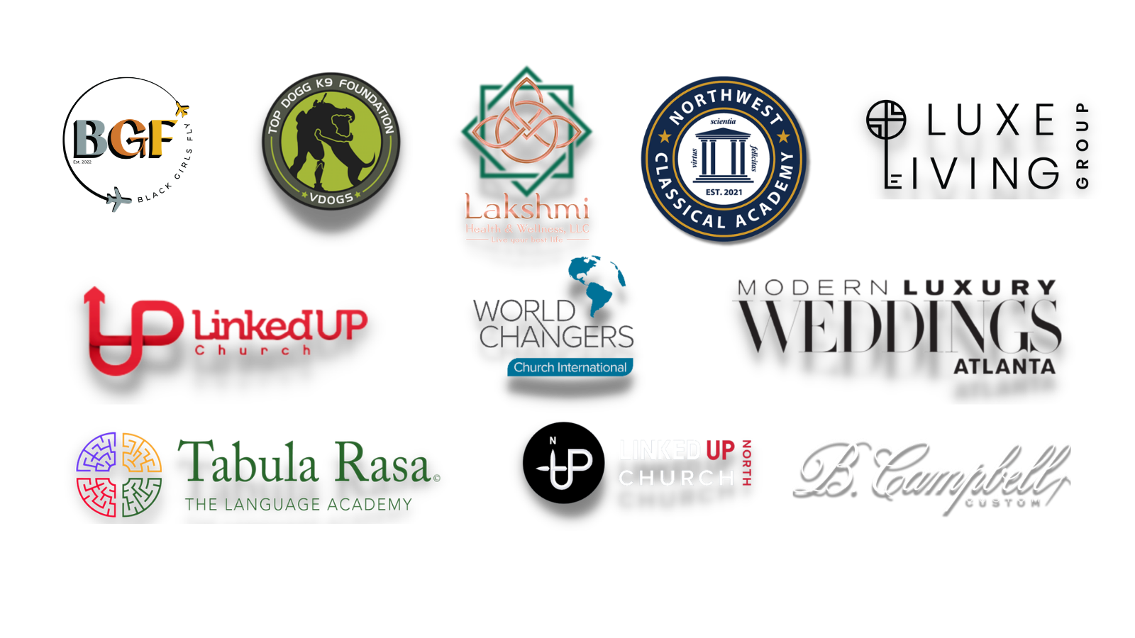 Client logos including Compass, Tyler Perry Studios, E*TRADE from Morgan Stanley, Georgia Institute of Technology, Southern Education Foundation, and Habitat for Humanity